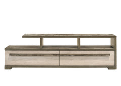 1pc TV Stand Two-tone Wood Finish Contemporary Open Shelving Spacious Drawers Concealed Storage Wooden Living Room Furniture