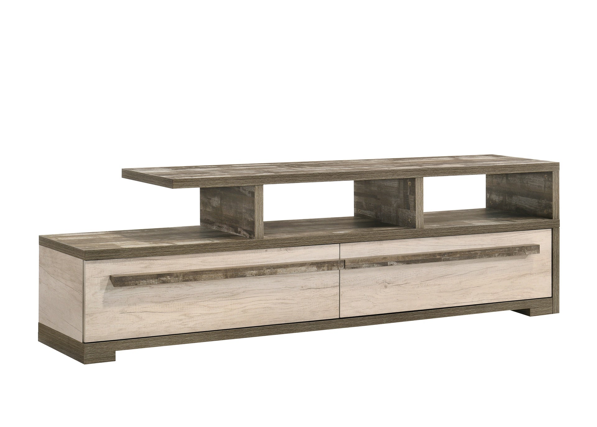 1pc TV Stand Two-tone Wood Finish Contemporary Open Shelving Spacious Drawers Concealed Storage Wooden Living Room Furniture