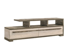 1pc TV Stand Two-tone Wood Finish Contemporary Open Shelving Spacious Drawers Concealed Storage Wooden Living Room Furniture
