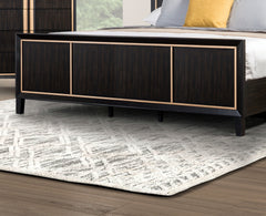 Bedroom Furniture 1pc Queen Size Bed Espresso High Panel Headboard Gold Accent Trim