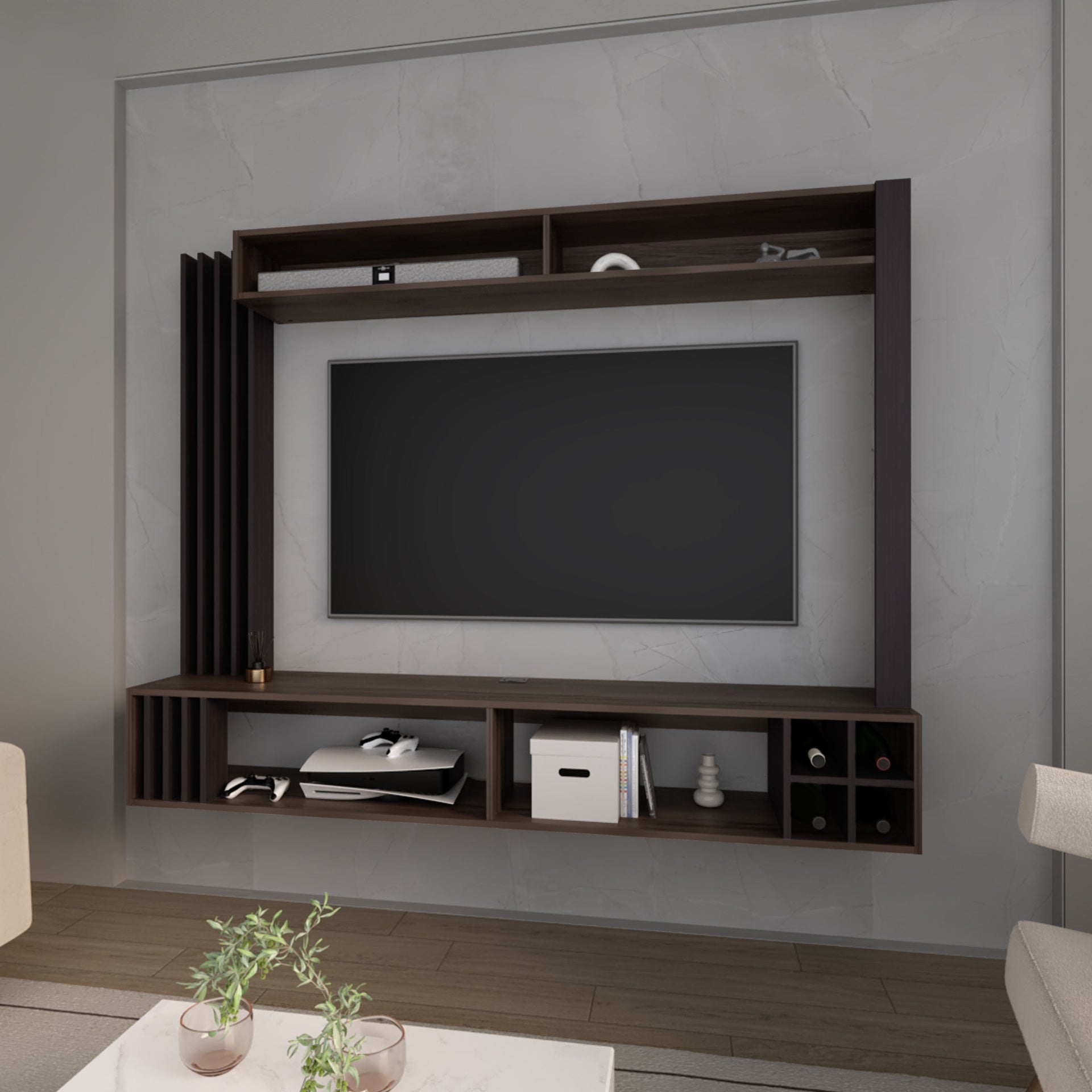 Wenge Entertainment Center with Storage Wine