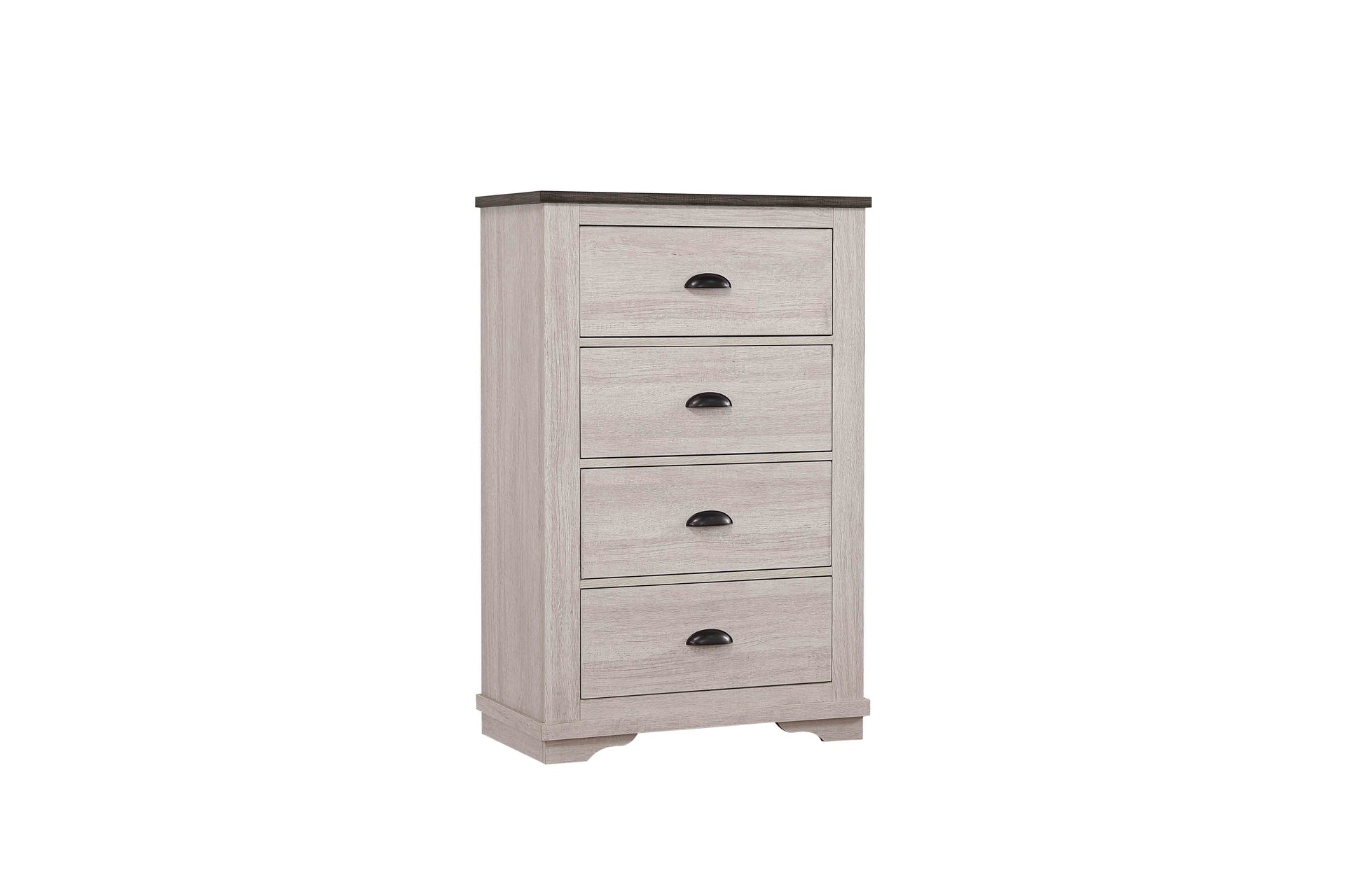 1pc Contemporary Four Drawers Chest Bed Side Cabinet Wooden Furniture Rustic Chalk Gray Color