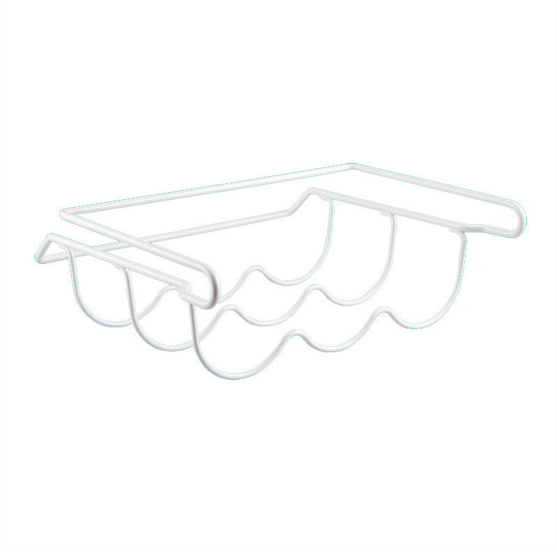 Wine bottle rack metal baked varnish hanging under shelf refrigerator three bottles White color