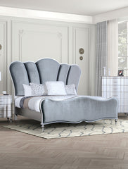Glam Beautiful Silver Fabric 1pc Eastern King Size Bed Padded Channel Headboard Bedroom Furniture