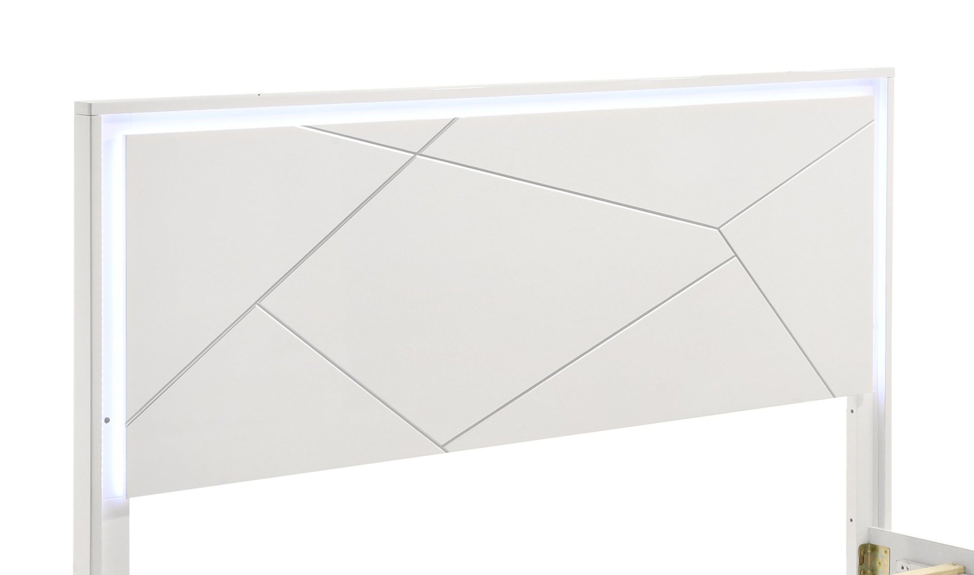 Manhattan Queen Bed – Contemporary Geometric Design with LED Lighting & High-Gloss Lacquer Finish, Durable Minimalist Style for Modern Bedrooms (NJ Inventory)