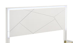 Manhattan Queen Bed – Contemporary Geometric Design with LED Lighting & High-Gloss Lacquer Finish, Durable Minimalist Style for Modern Bedrooms (NJ Inventory)