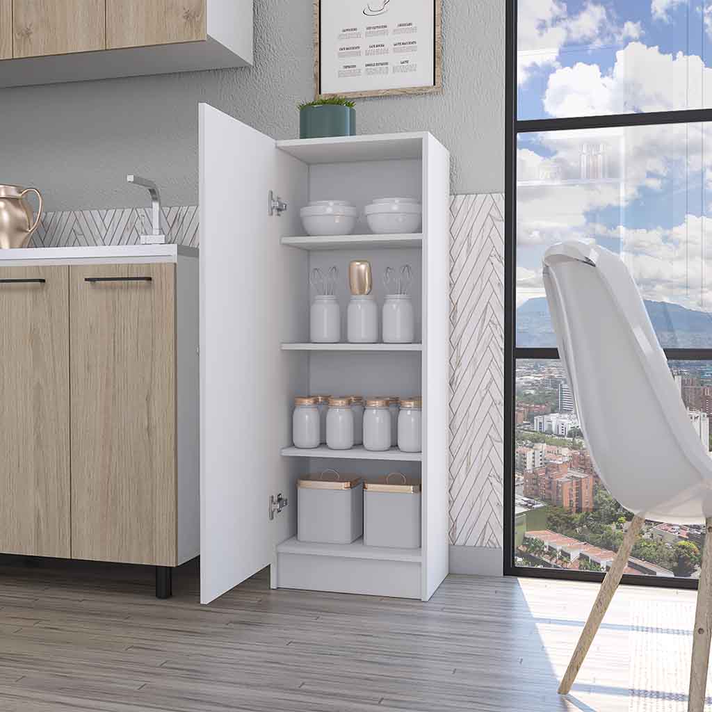 Miami Single Door Pantry, Four Shelves