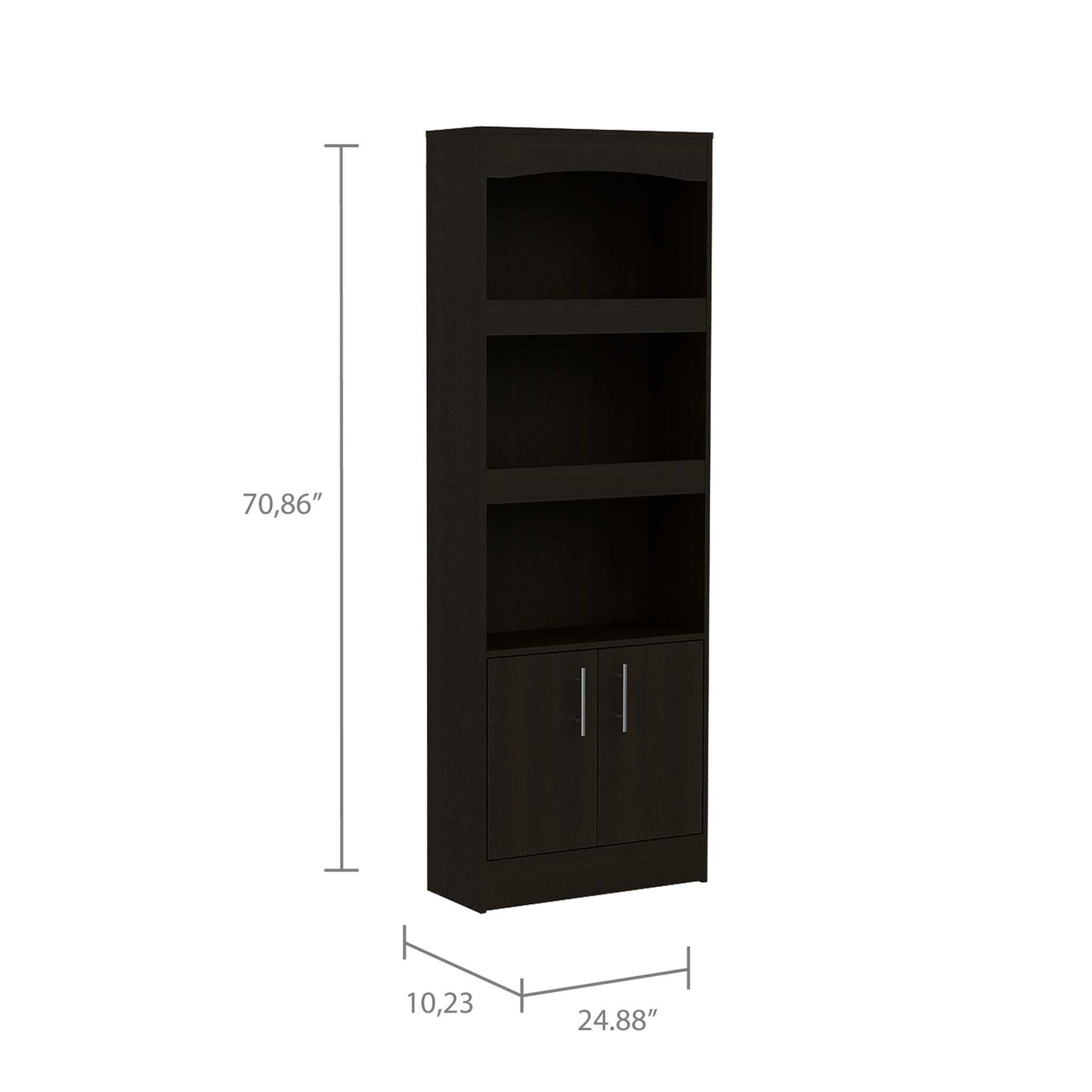 Durango Bookcase, Three Shelves, Double Door Cabinet