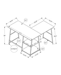 Computer Desk, Home Office, Corner, Storage Shelves, 48"l, L Shape, Work, Laptop, Black Marble Look Laminate, Black Metal, Contemporary, Modern