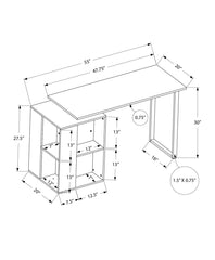 Computer Desk, Home Office, Left, Right Set-up, Storage Shelves, 55"l, Work, Laptop, Black Laminate, Black Metal, Contemporary, Modern