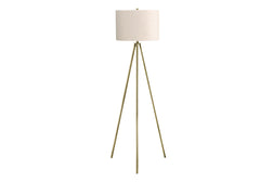 Lighting, 63"h, Floor Lamp, Brass Metal, Ivory / Cream Shade, Contemporary