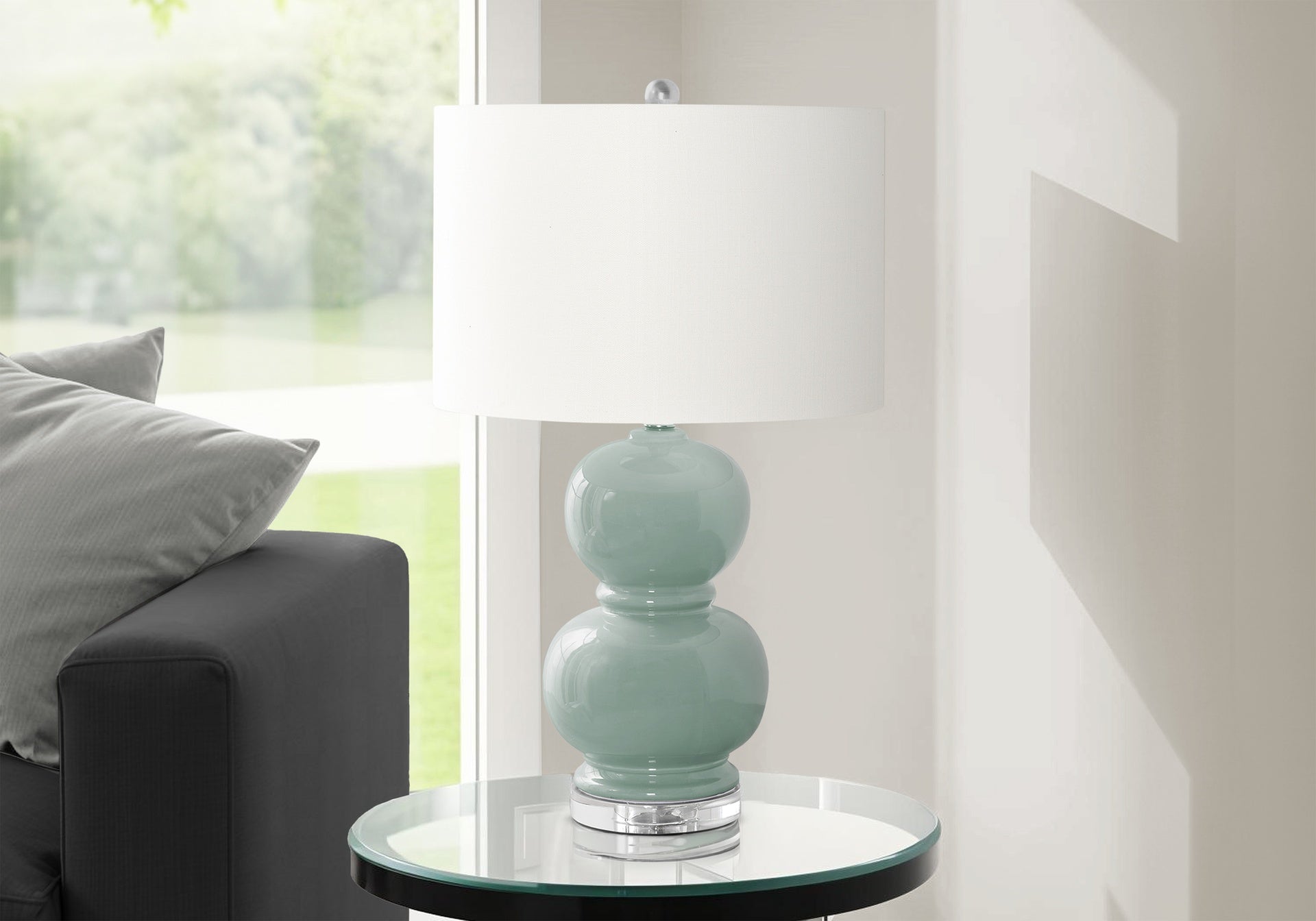 Lighting, 25"h, Blue Ceramic, Ivory / Cream Shade, Contemporary