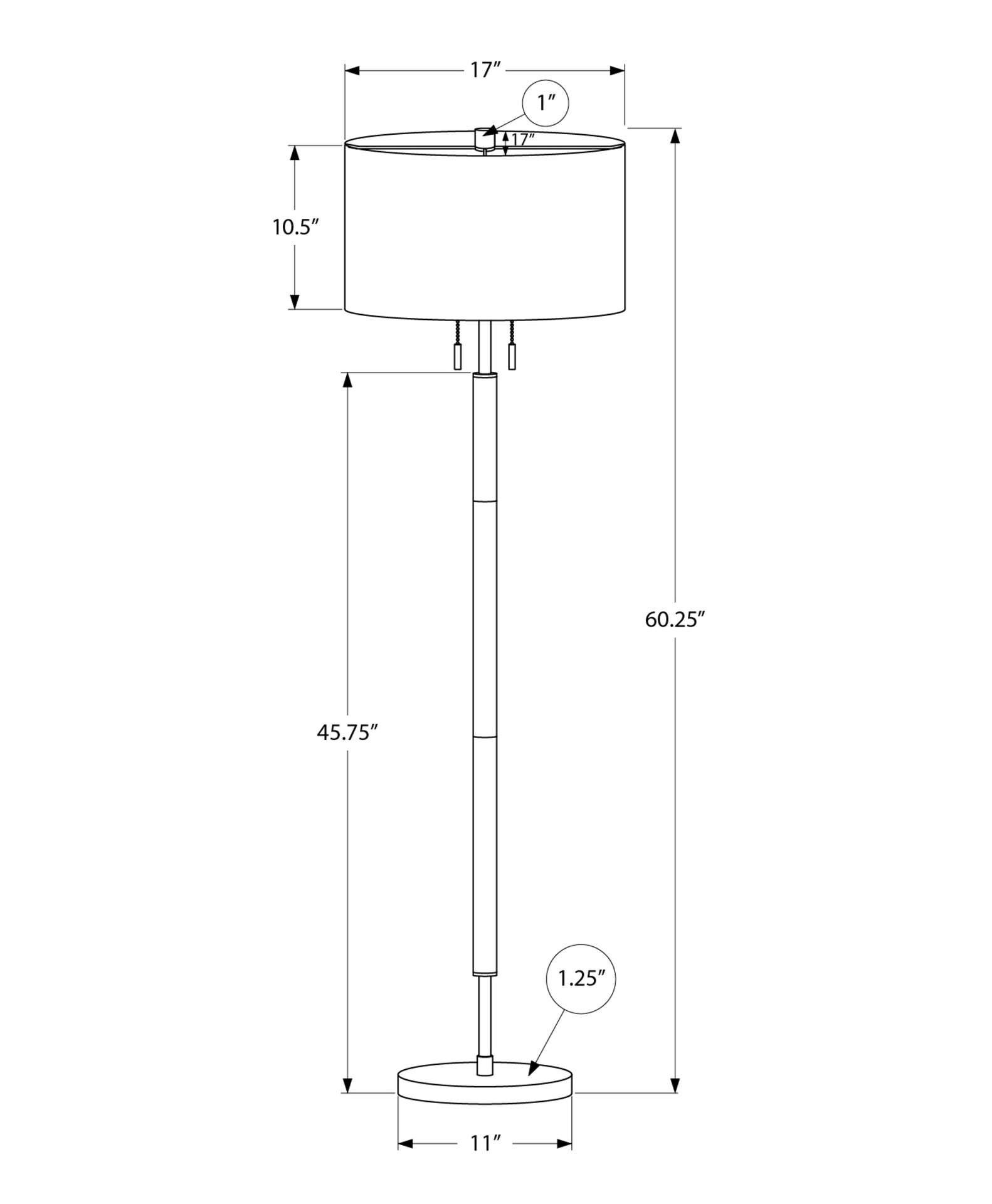 Lighting, 60"h, Nickel Metal, Grey Shade, Contemporary