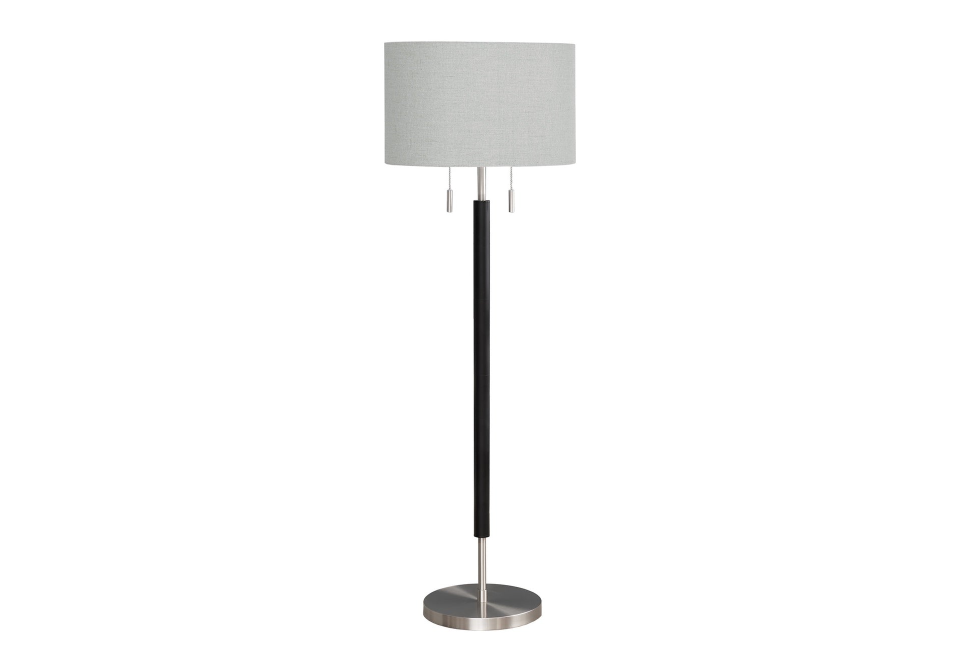 Lighting, 60"h, Nickel Metal, Grey Shade, Contemporary