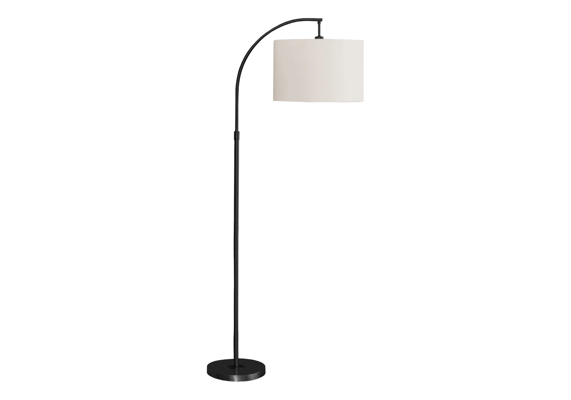 Lighting, 65"h, Floor Lamp, Black Metal, Ivory / Cream Shade, Contemporary