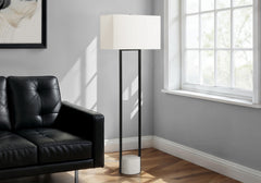 Lighting, 62"h, Floor Lamp, Black Metal, Ivory / Cream Shade, Contemporary