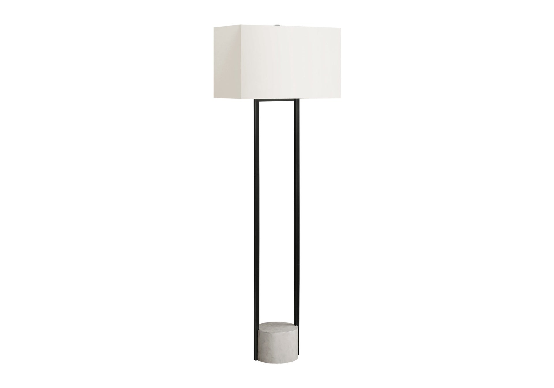 Lighting, 62"h, Floor Lamp, Black Metal, Ivory / Cream Shade, Contemporary