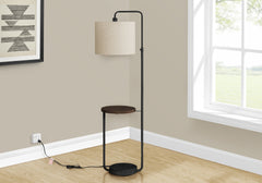 Lighting, 67"h, Floor Lamp, Usb Port Included, Black Metal, Ivory / Cream Shade, Contemporary