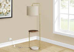 Lighting, 67"h, Floor Lamp, Usb Port Included, Brass Metal, Beige Shade, Contemporary