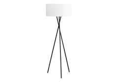 Lighting, 62"h, Floor Lamp, Black Metal, Ivory / Cream Shade, Contemporary