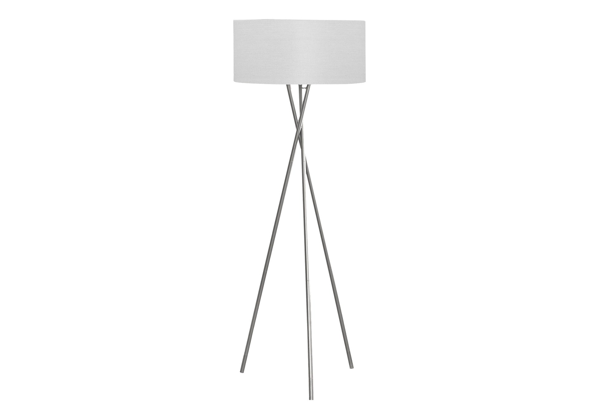 Lighting, 62"h, Floor Lamp, Nickel Metal, Grey Shade, Contemporary