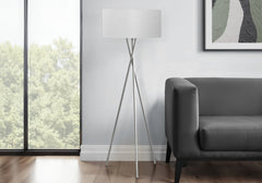 Lighting, 62"h, Floor Lamp, Nickel Metal, Grey Shade, Contemporary