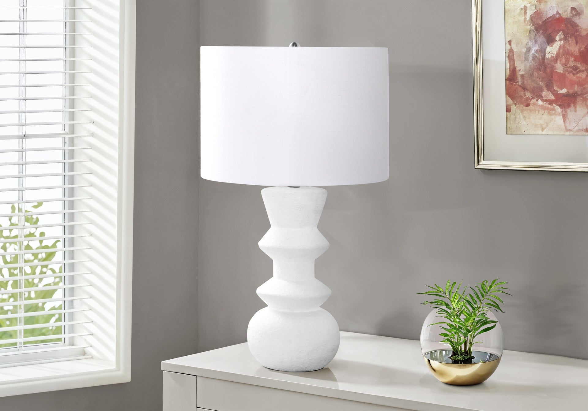 Lighting, 26"h, Cream Ceramic, Ivory / Cream Shade, Contemporary