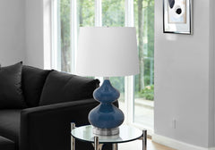 Lighting, 24"h, Blue Glass, Ivory / Cream Shade, Contemporary