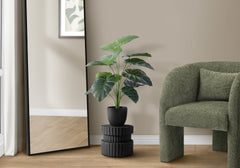Artificial Plant, 24" Tall, Alocasia, Indoor, Faux, Fake, Table, Greenery, Potted, Real Touch, Decorative, Green Leaves, Black Pot