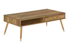 Coffee Table, Accent, Cocktail, Rectangular, Storage, Living Room, 44"l, Walnut Laminate, Wood Legs, Mid Century