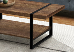 Coffee Table, Accent, Cocktail, Rectangular, Living Room, 48"l, Brown Laminate, Black Metal, Contemporary, Modern