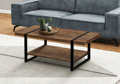 Coffee Table, Accent, Cocktail, Rectangular, Living Room, 48"l, Brown Laminate, Black Metal, Contemporary, Modern