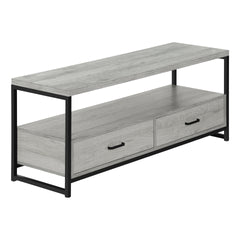 Tv Stand, 48 Inch, Console, Media Entertainment Center, Storage Drawers, Living Room, Bedroom, Grey Laminate, Black Metal, Contemporary, Modern