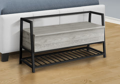 Bench, Entryway, Hallway, Storage, 42" Rectangular, Grey Laminate, Black Metal, Contemporary, Modern