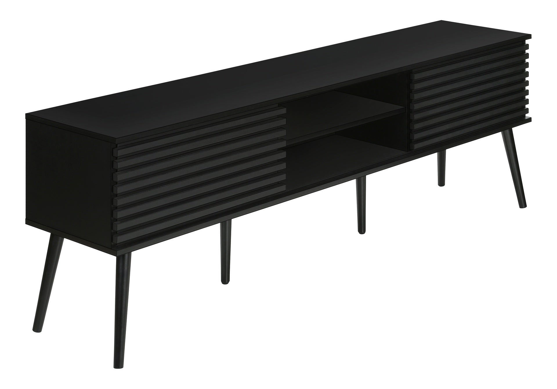 Tv Stand, 72 Inch, Media Entertainment Center, Storage Cabinet, Console, Storage Shelves, Bedroom, Living Room, Black Laminate, Contemporary, Modern