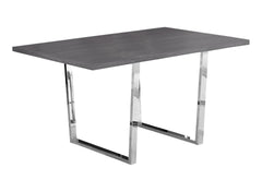 Dining Table, 60" Rectangular, Kitchen, Dining Room, Grey Laminate, Chrome Metal, Contemporary, Modern