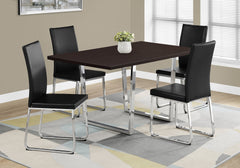 Dining Table, 60" Rectangular, Kitchen, Dining Room, Brown Laminate, Chrome Metal, Contemporary, Modern