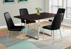 Dining Table, 60" Rectangular, Kitchen, Dining Room, Brown Laminate, Chrome Metal, Contemporary, Modern