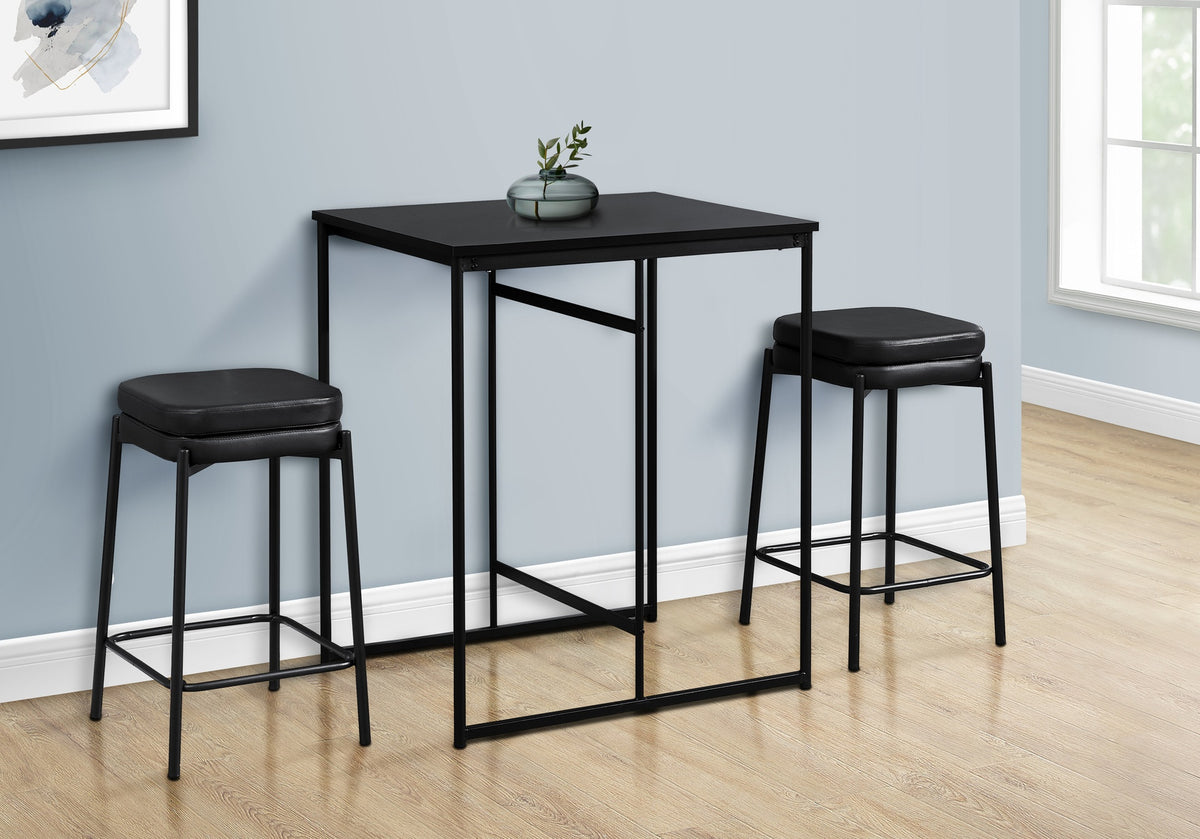 Dining Table, 32" Rectangular, Counter Height, Small, Laminate Top, Kitchen, Black Laminate, Black Metal, Contemporary, Modern