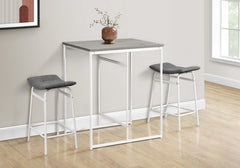 Dining Table, 32" Rectangular, Counter Height, Small, Laminate Top, Kitchen, Grey Laminate, White Metal, Contemporary, Modern