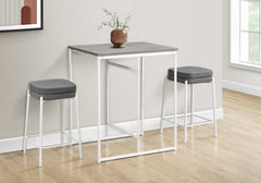 Dining Table, 32" Rectangular, Counter Height, Small, Laminate Top, Kitchen, Grey Laminate, White Metal, Contemporary, Modern