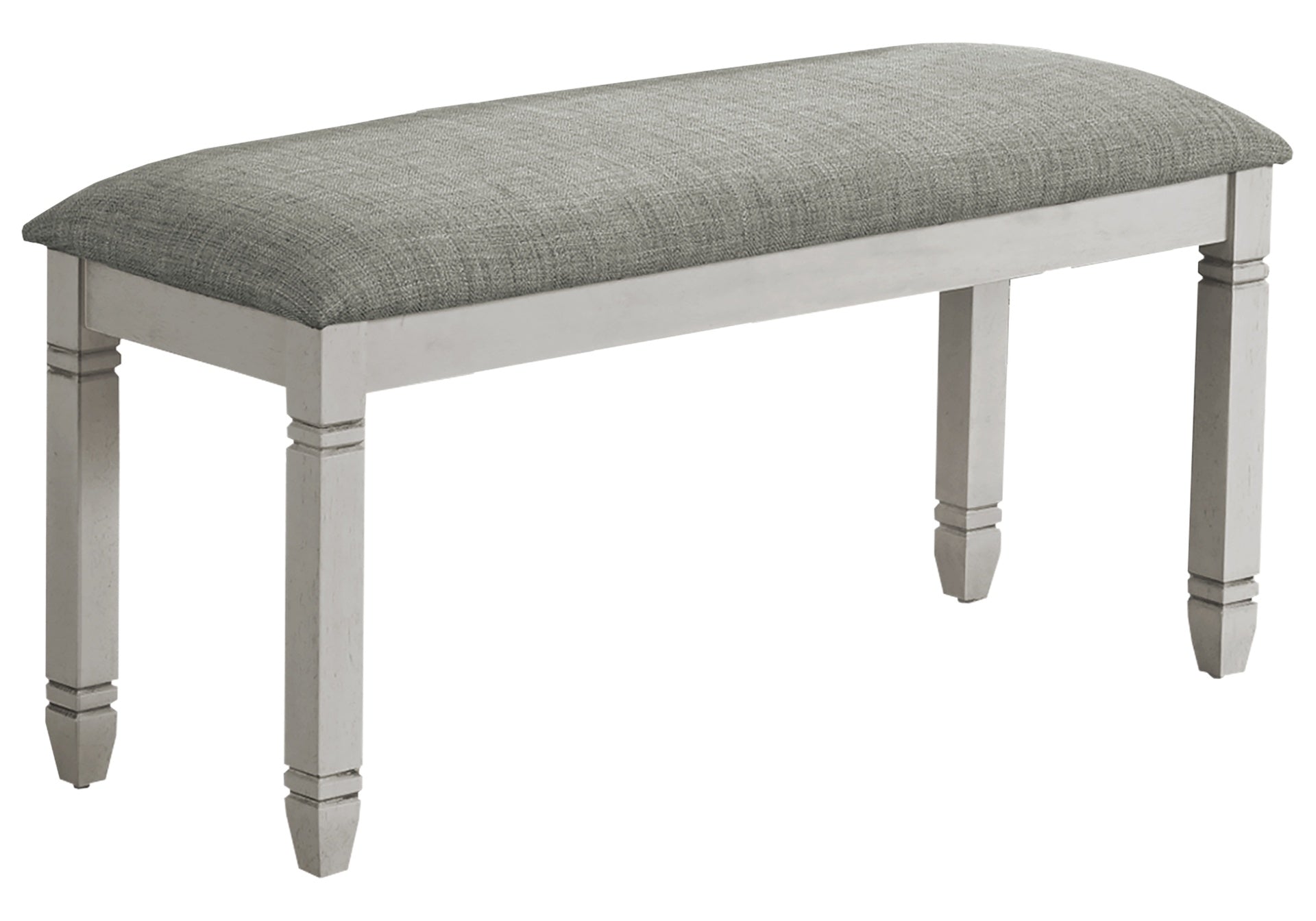Bench, 41" Rectangular, Kitchen, Dining Room, Entryway, Bedroom, Upholstered, Wood, Grey Solid Wood, Grey Fabric, Transitional