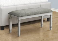 Bench, 41" Rectangular, Kitchen, Dining Room, Entryway, Bedroom, Upholstered, Wood, Grey Solid Wood, Grey Fabric, Transitional