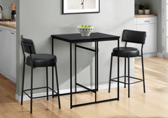 Barstool, Counter Height, Set Of 2, Kitchen, Black Leather Look, Black Metal, Contemporary, Modern