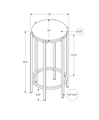 Accent Table, End, Round, Side Table, Small, Lamp, Living Room, Bedroom, Nightstand, Dark Oak Laminate, Black Metal, Contemporary