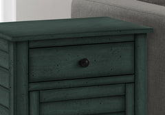 Accent Table, Nightstand, Storage Drawer, End, Side Table, Bedroom, Lamp, Storage, Antique Blue Veneer, Transitional