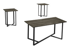 Table Set, 3pcs Set, Coffee, End, Living Room, Dark Brown Laminate, Black Metal, Contemporary, Modern
