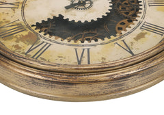 Clocks, 30" Round, Gear Mechanism, Large Oversized, Wall Clock, Antique Gold, Transitional