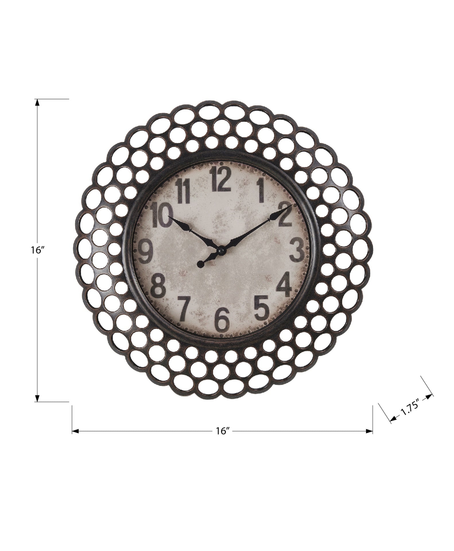 Clocks, 16" Round, Wall Clock, Dark Brown, Transitional
