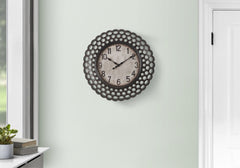Clocks, 16" Round, Wall Clock, Dark Brown, Transitional